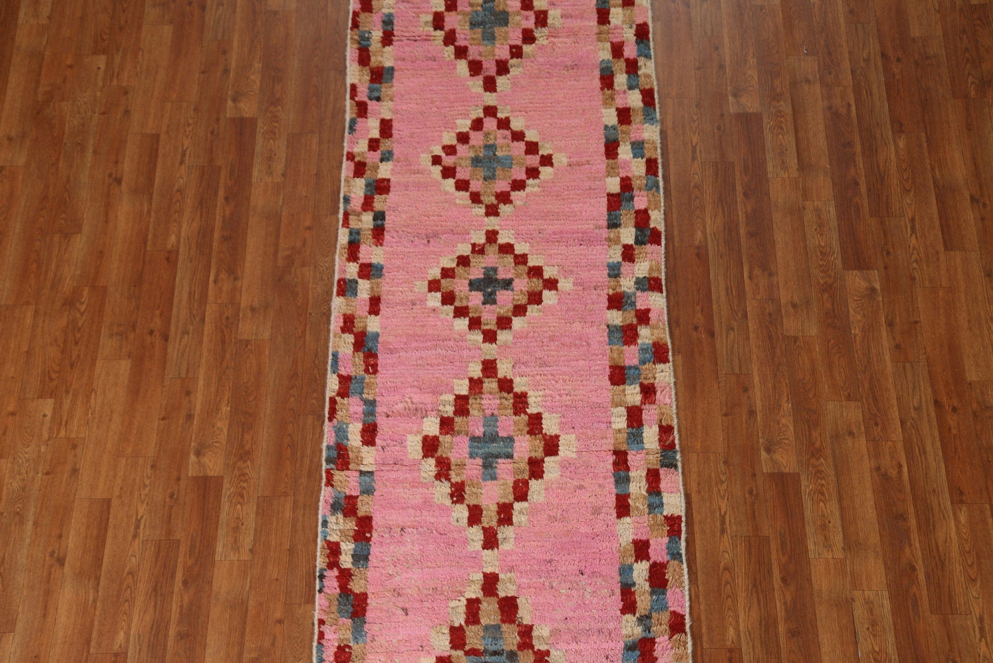 Pink Moroccan Oriental Runner Rug 3x9