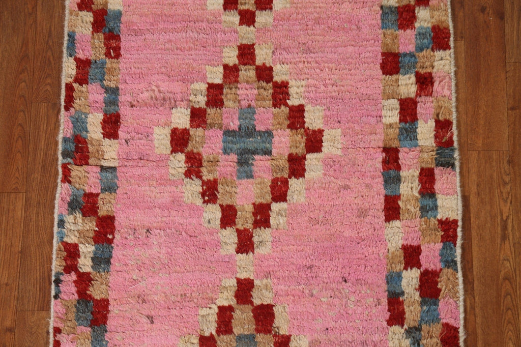 Pink Moroccan Oriental Runner Rug 3x9