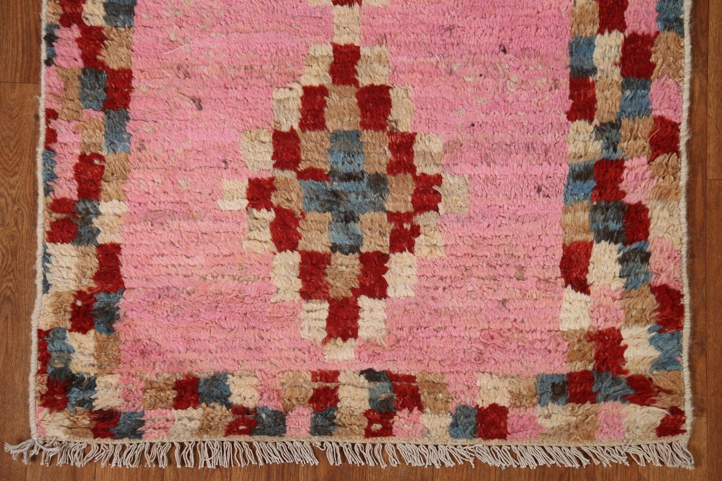 Pink Moroccan Oriental Runner Rug 3x9