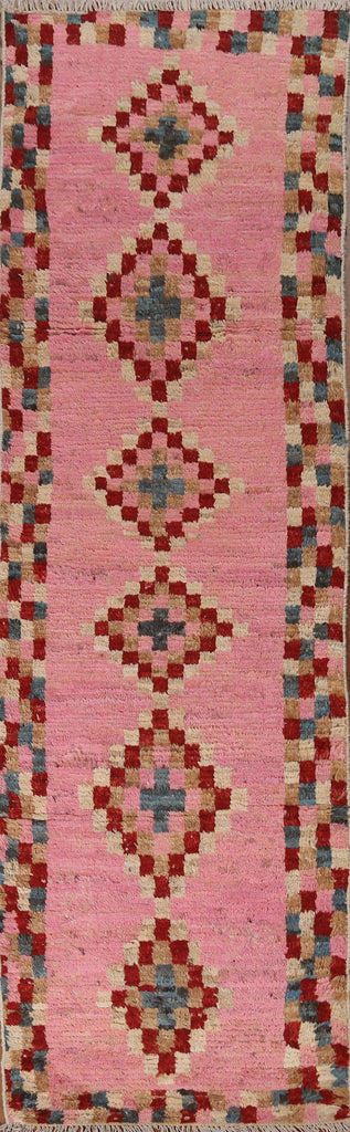 Pink Moroccan Oriental Runner Rug 3x9