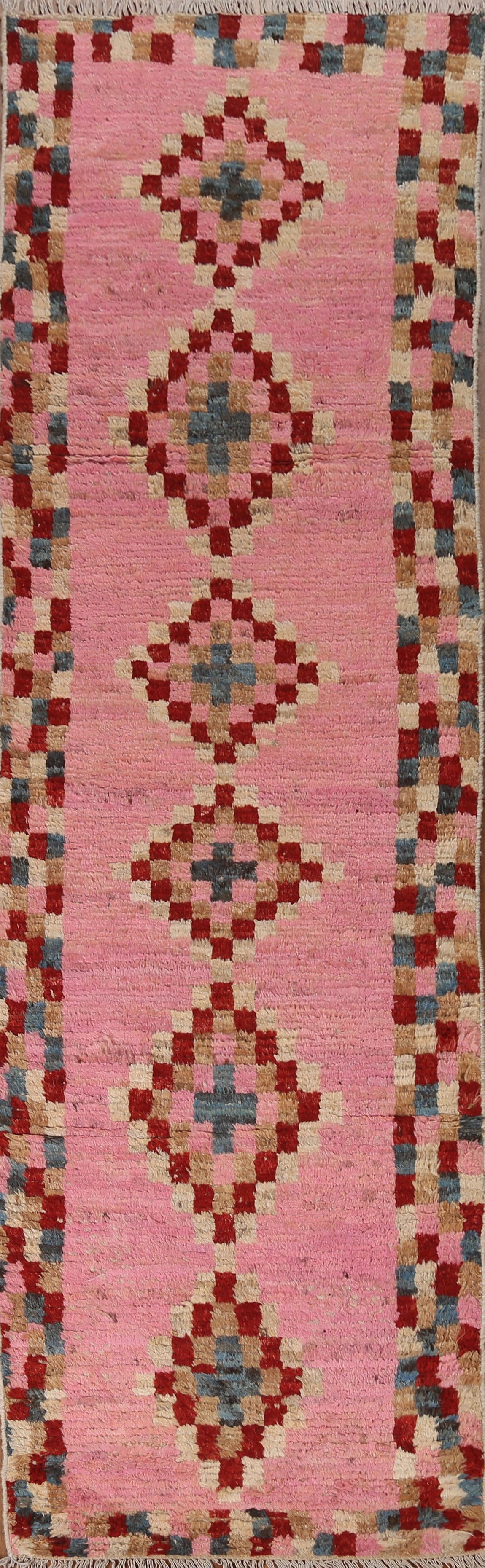 Pink Moroccan Oriental Runner Rug 3x9