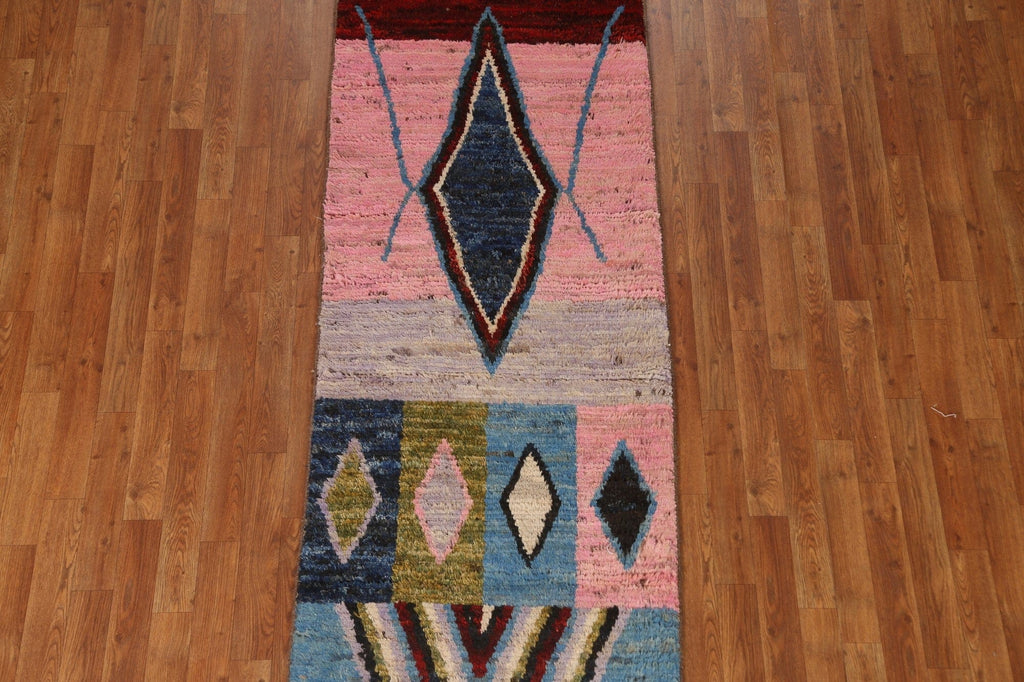 Wool Moroccan Oriental Runner Rug 3x10