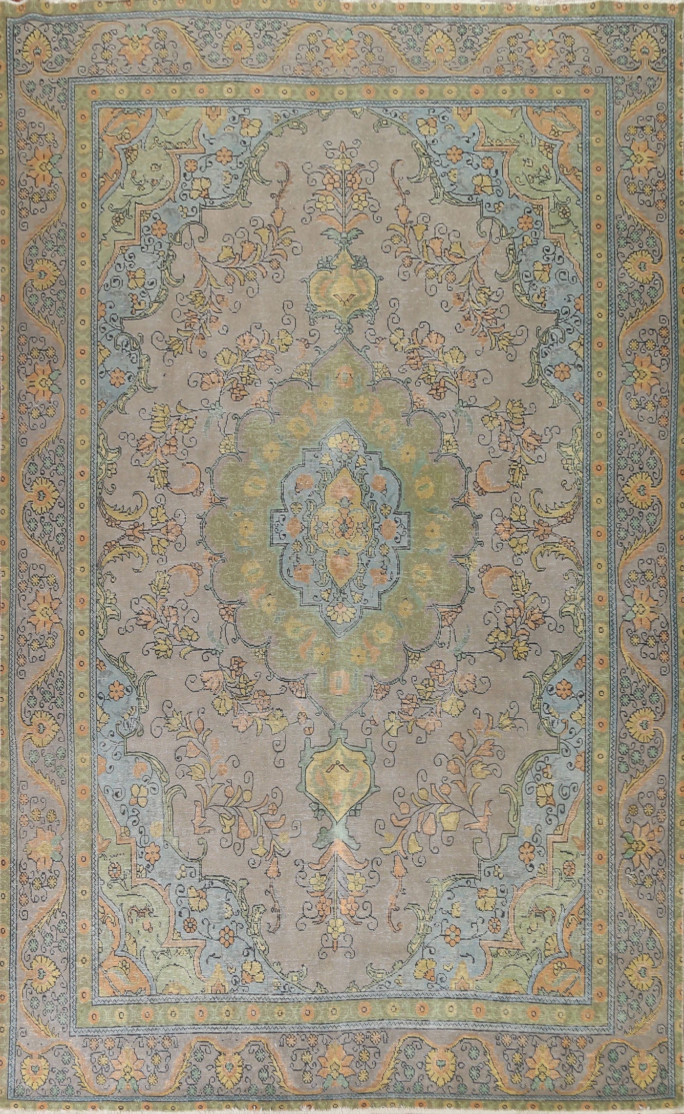 Over-Dyed Geometric Tabriz Persian Area Rug 9x13