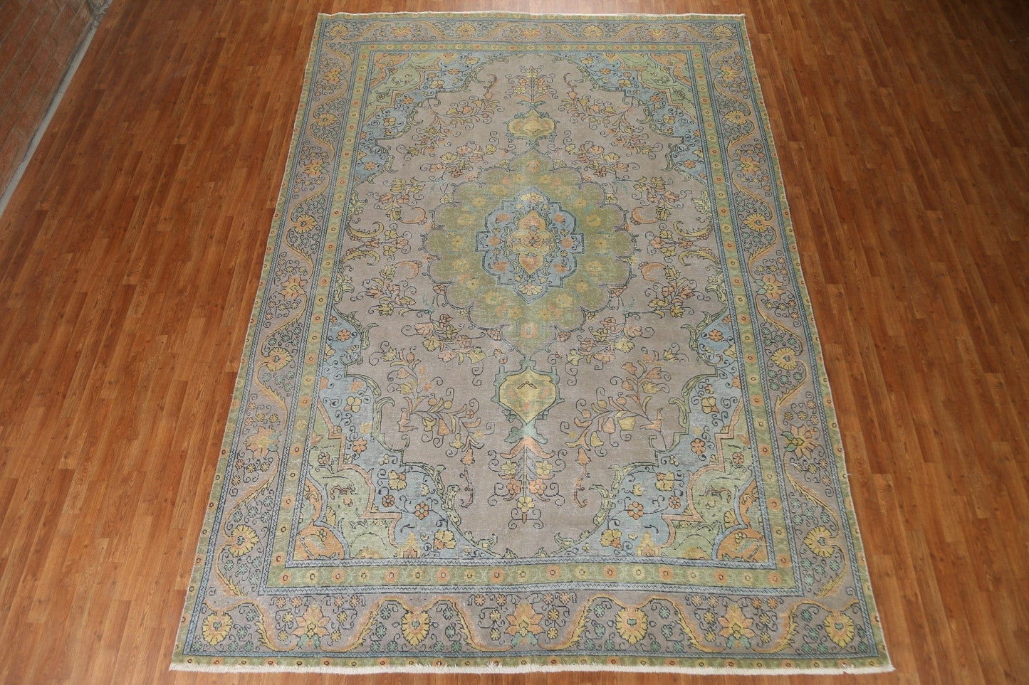 Over-Dyed Geometric Tabriz Persian Area Rug 9x13