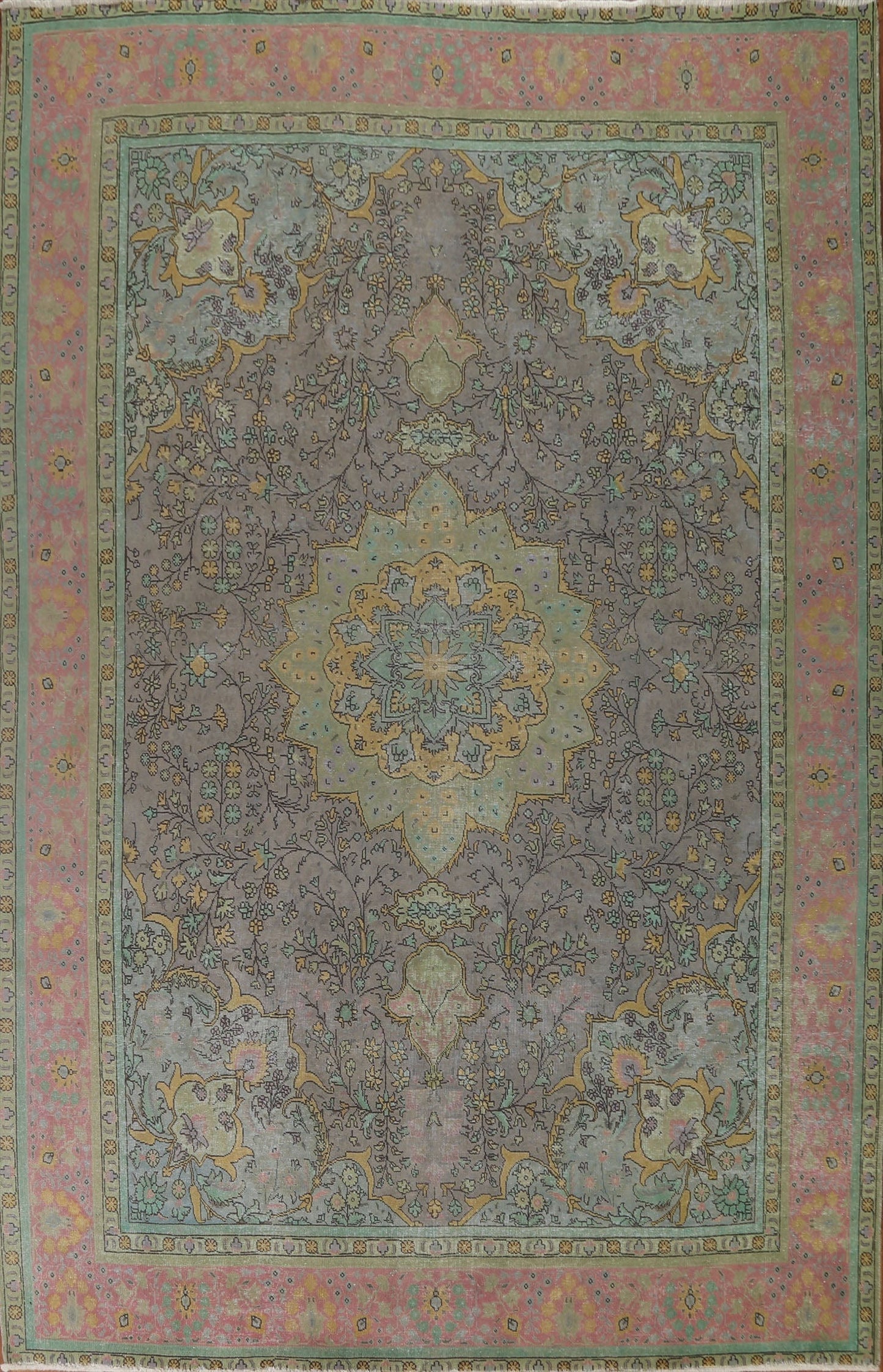 Distressed Over-Dyed Tabriz Persian Area Rug 9x12