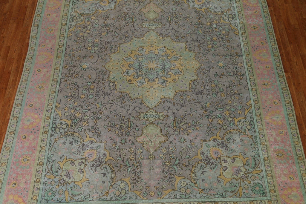 Distressed Over-Dyed Tabriz Persian Area Rug 9x12