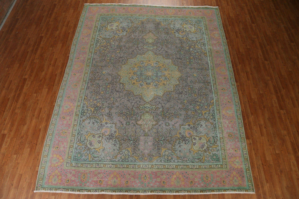 Distressed Over-Dyed Tabriz Persian Area Rug 9x12