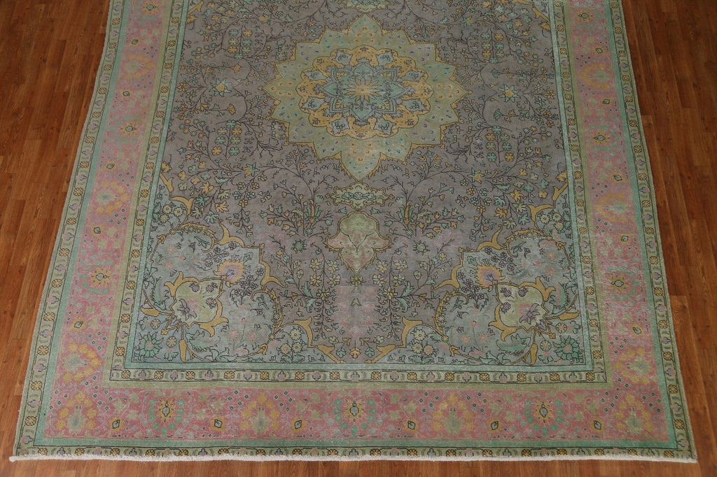 Distressed Over-Dyed Tabriz Persian Area Rug 9x12