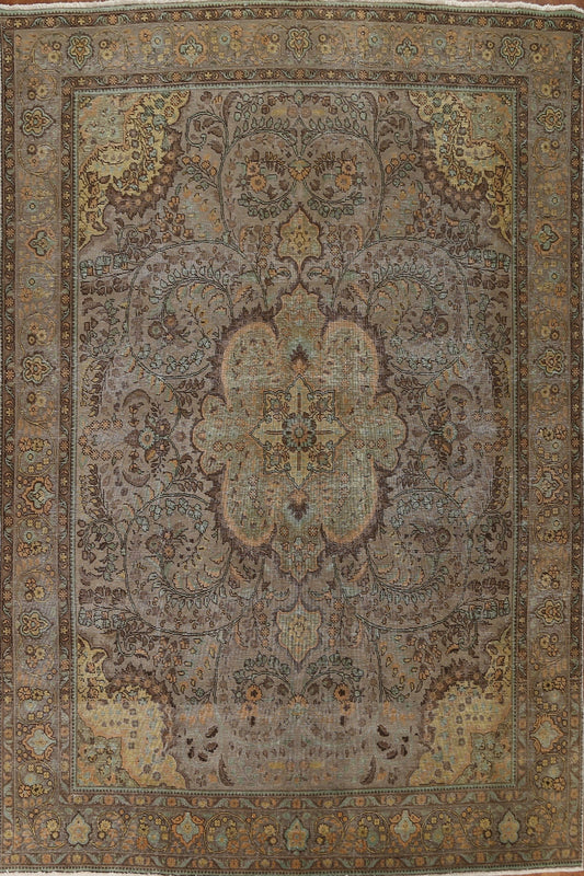 Over-Dyed Brown Tabriz Persian Area Rug 8x12