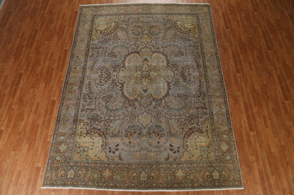 Over-Dyed Brown Tabriz Persian Area Rug 8x12