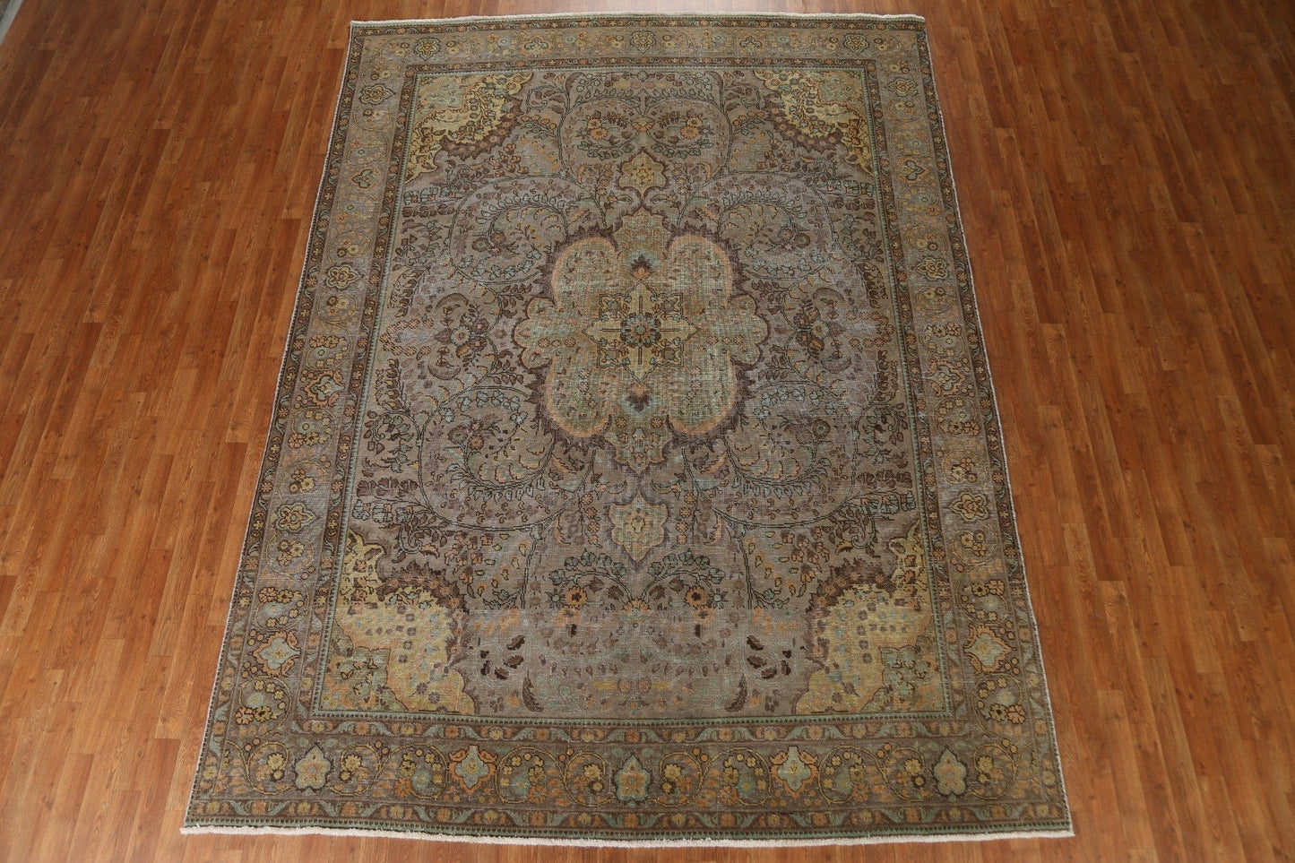 Over-Dyed Brown Tabriz Persian Area Rug 8x12