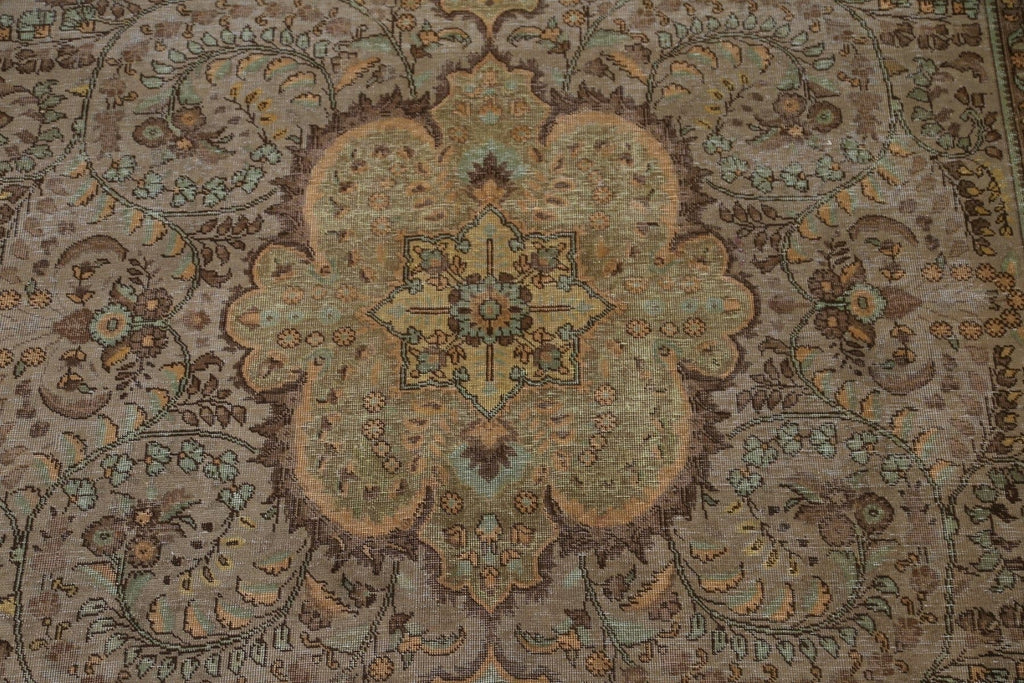 Over-Dyed Brown Tabriz Persian Area Rug 8x12