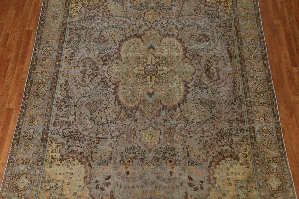 Over-Dyed Brown Tabriz Persian Area Rug 8x12