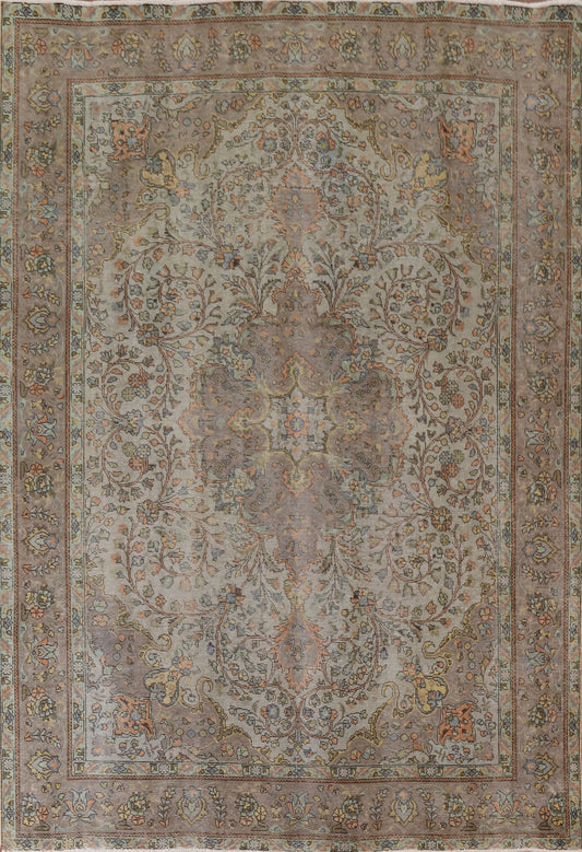 Distressed Over-Dyed Tabriz Persian Area Rug 8x11