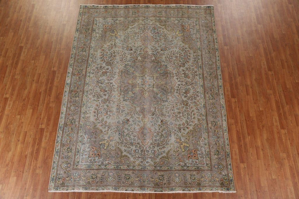 Distressed Over-Dyed Tabriz Persian Area Rug 8x11