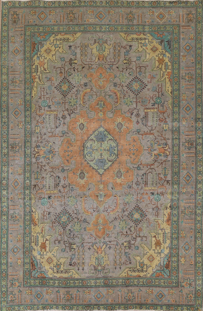 Geometric Over-Dyed Tabriz Persian Area Rug 8x11