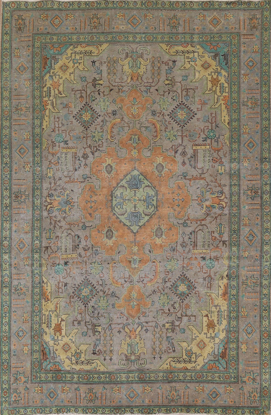 Geometric Over-Dyed Tabriz Persian Area Rug 8x11