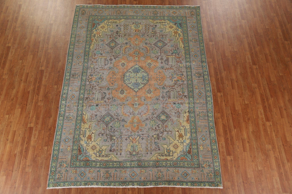 Geometric Over-Dyed Tabriz Persian Area Rug 8x11