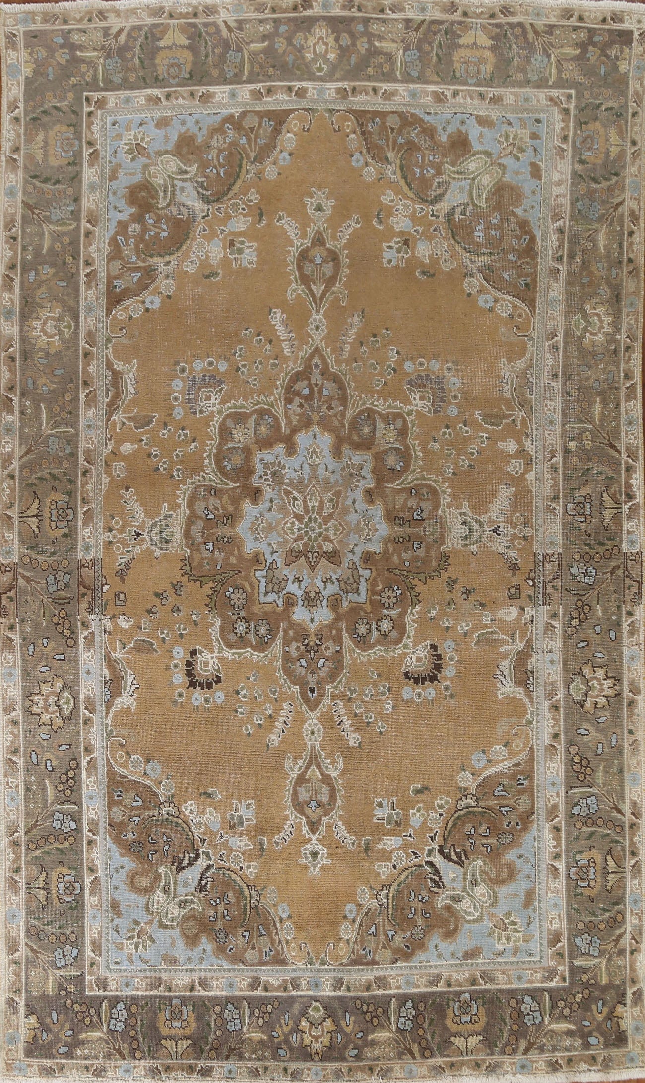 Vintage Over-Dyed Tabriz Persian Area Rug 7x10