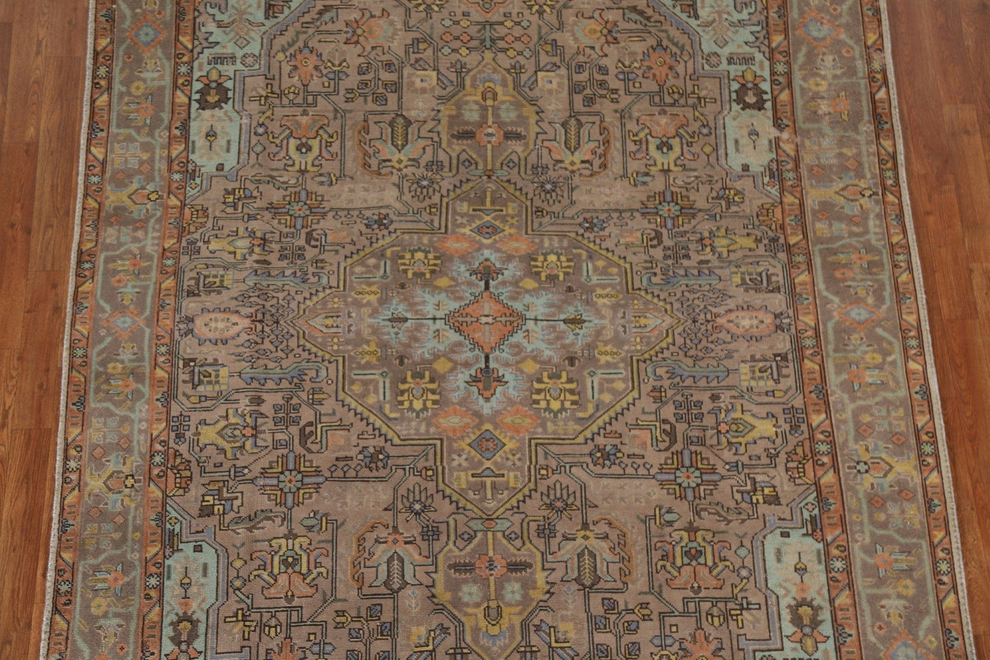 Geometric Over-Dyed Tabriz Persian Area Rug 7x10