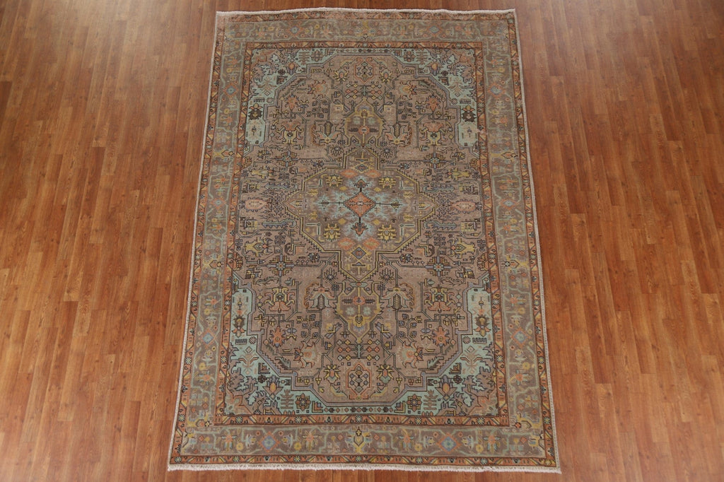 Geometric Over-Dyed Tabriz Persian Area Rug 7x10