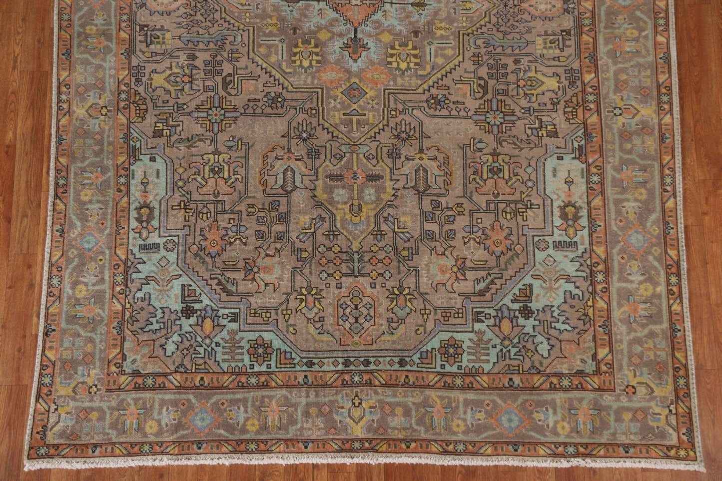 Geometric Over-Dyed Tabriz Persian Area Rug 7x10