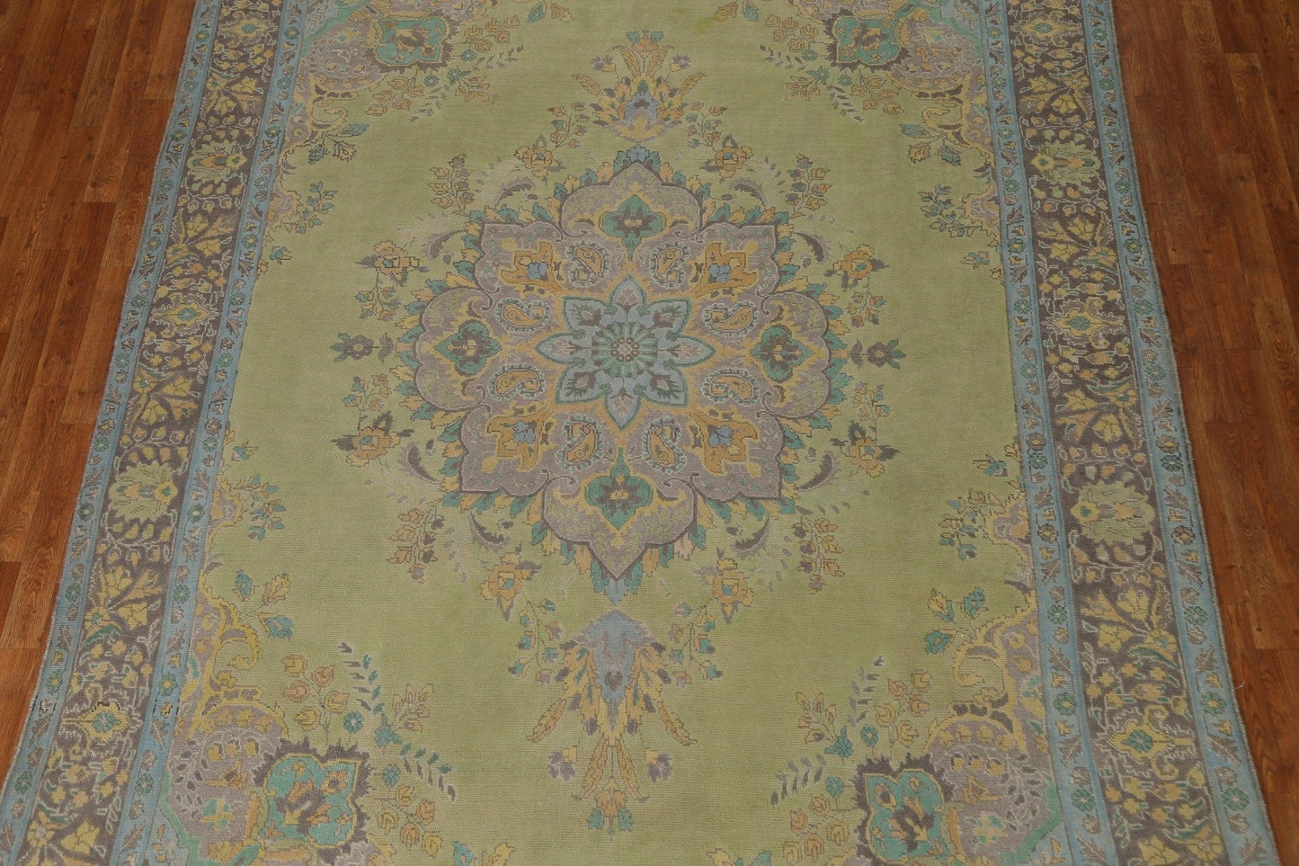 Vintage Green Tabriz Persian Area Rug 8x11