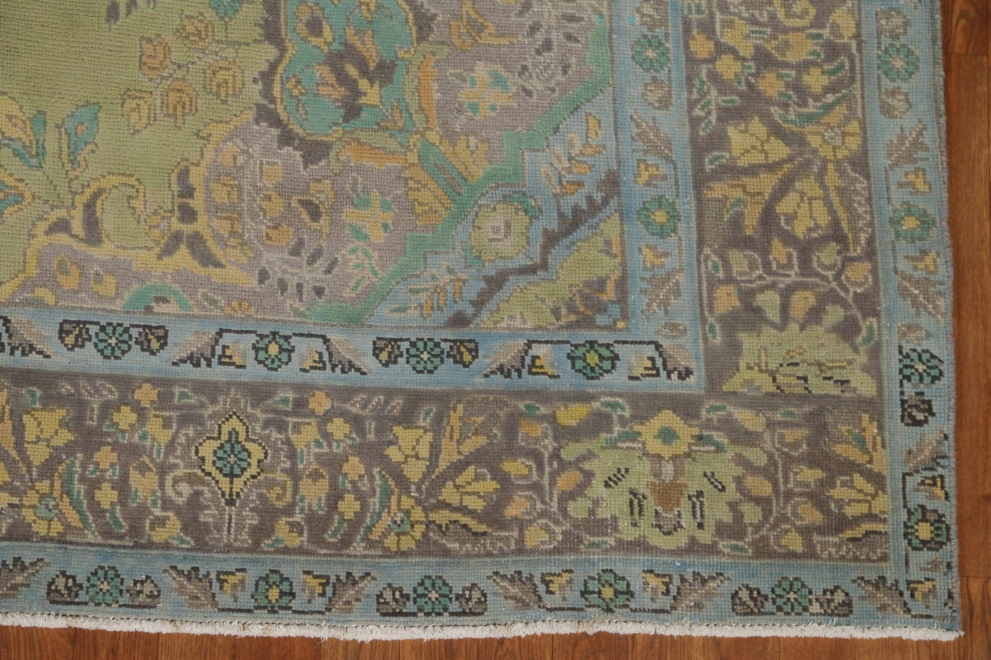 Vintage Green Tabriz Persian Area Rug 8x11