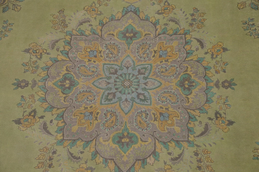 Vintage Green Tabriz Persian Area Rug 8x11