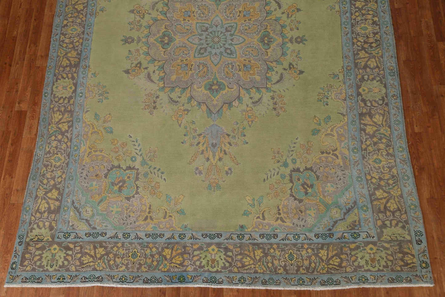 Vintage Green Tabriz Persian Area Rug 8x11