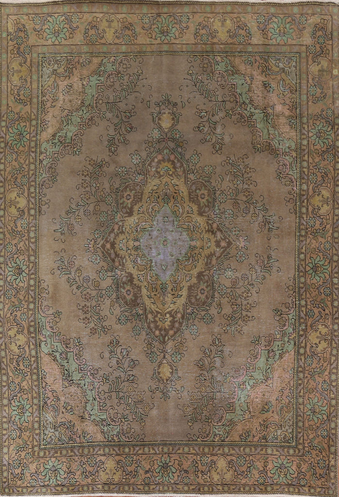 Distressed Over-Dyed Tabriz Persian Area Rug 9x12