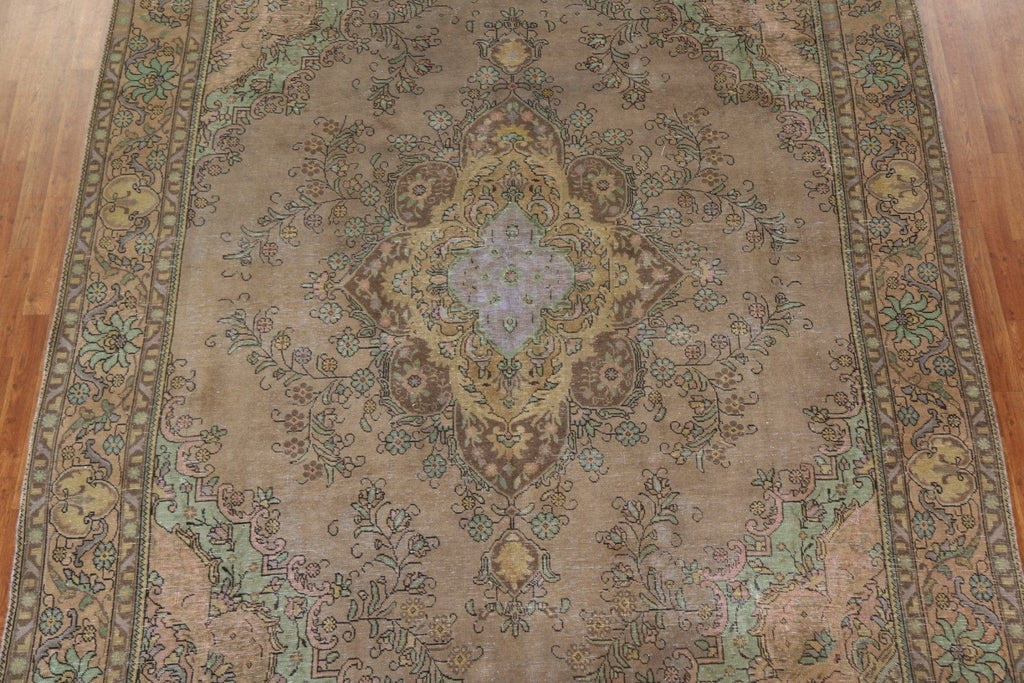 Distressed Over-Dyed Tabriz Persian Area Rug 9x12