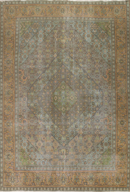 Distressed Over-Dyed Tabriz Persian Area Rug 10x12