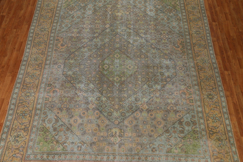 Distressed Over-Dyed Tabriz Persian Area Rug 10x12