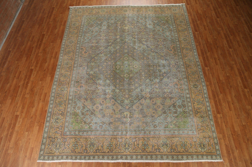 Distressed Over-Dyed Tabriz Persian Area Rug 10x12