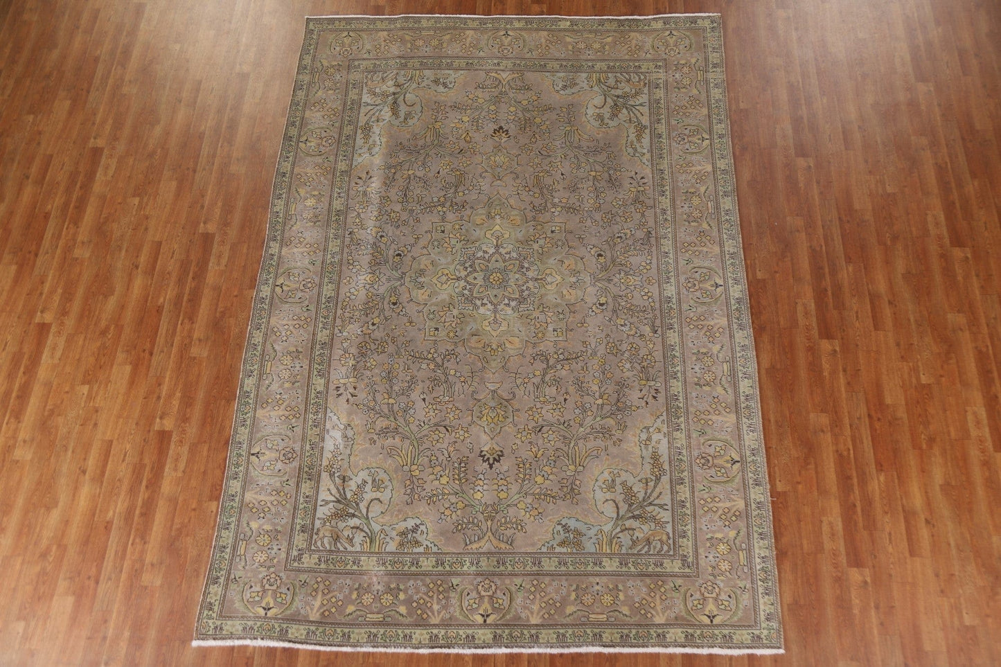 Over-Dyed Floral Tabriz Persian Area Rug 7x11