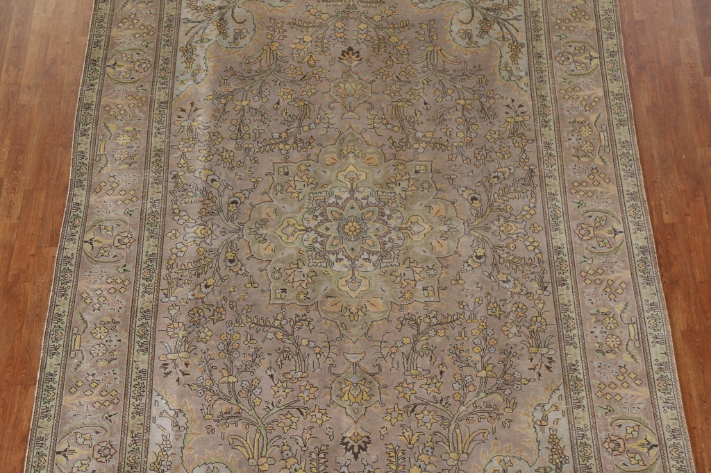 Over-Dyed Floral Tabriz Persian Area Rug 7x11