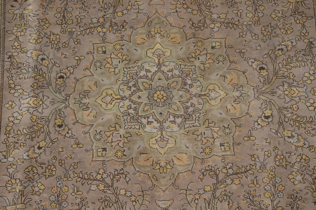 Over-Dyed Floral Tabriz Persian Area Rug 7x11