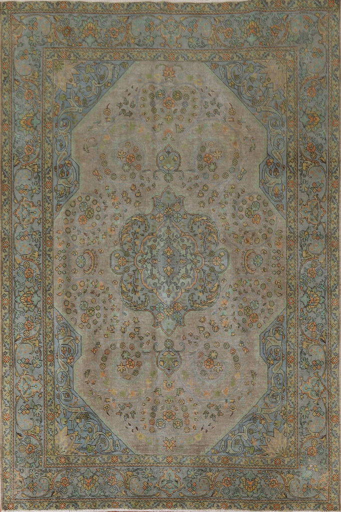 Distressed Over-Dyed Tabriz Persian Area Rug 8x11