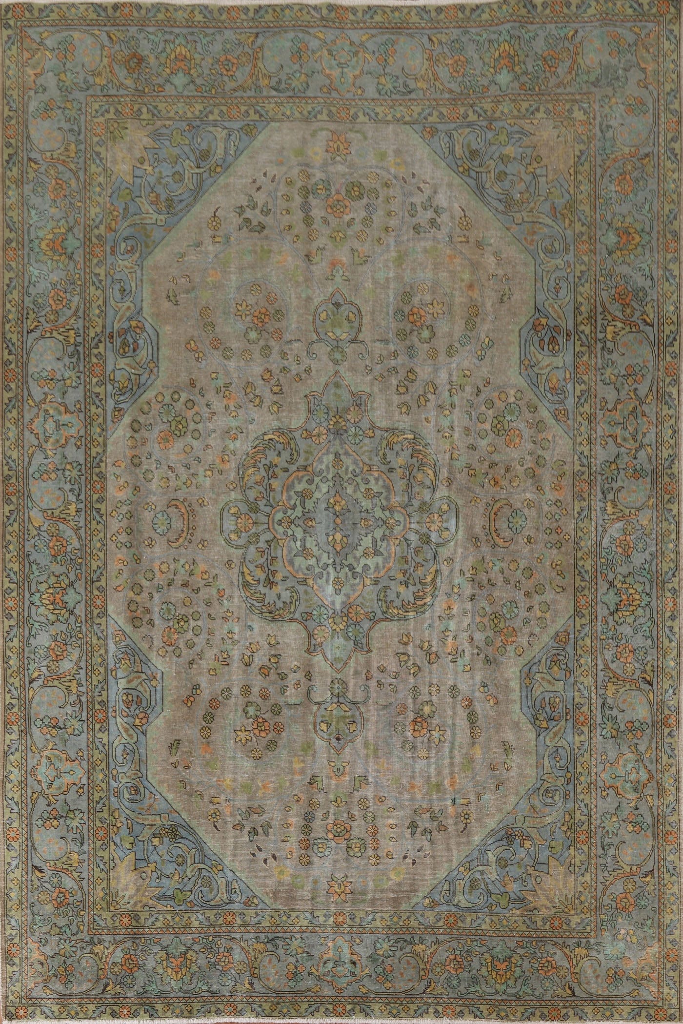 Distressed Over-Dyed Tabriz Persian Area Rug 8x11