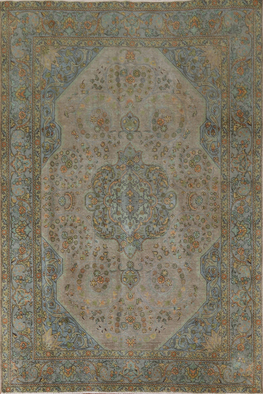 Distressed Over-Dyed Tabriz Persian Area Rug 8x11