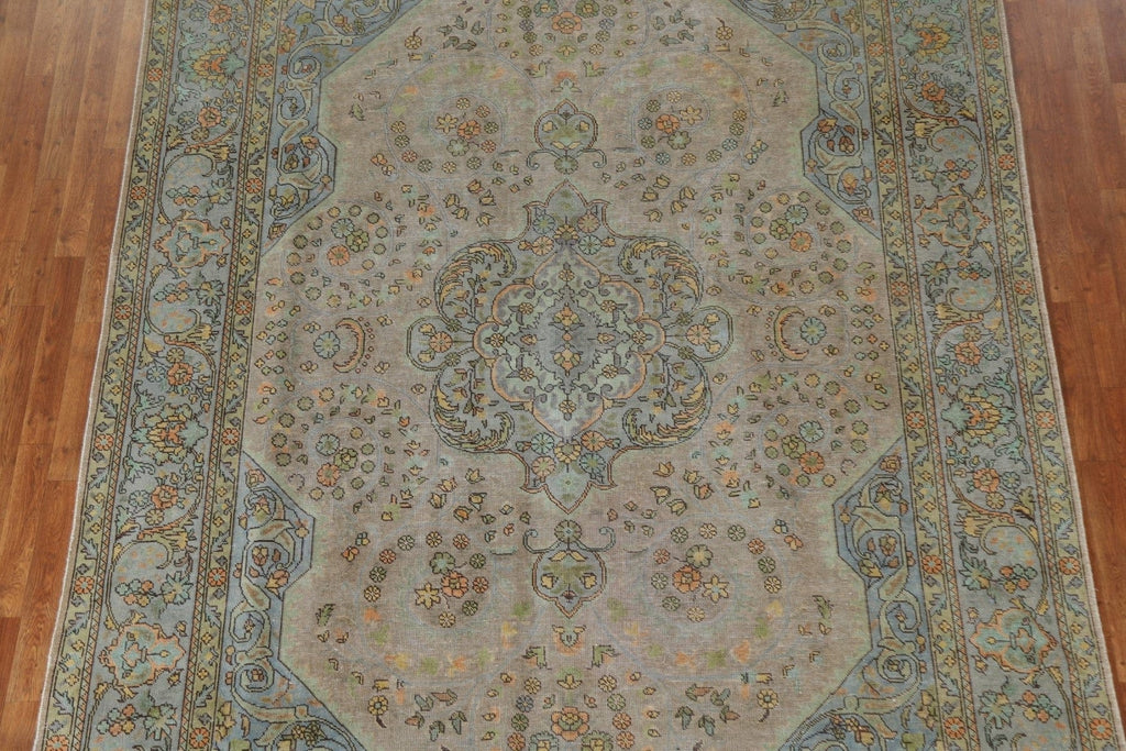 Distressed Over-Dyed Tabriz Persian Area Rug 8x11