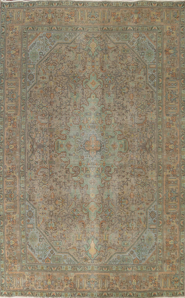 Distressed Wool Tabriz Persian Area Rug 8x11