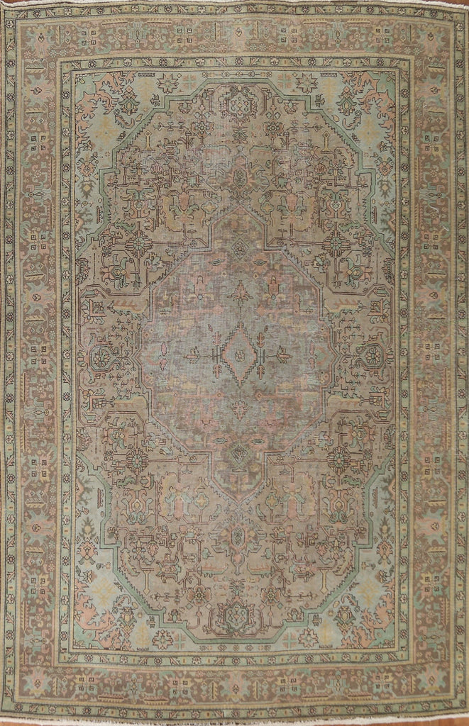 Distressed Over-Dyed Tabriz Persian Area Rug 8x11