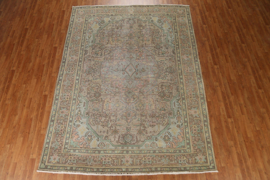 Distressed Over-Dyed Tabriz Persian Area Rug 8x11