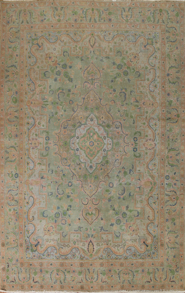 Distressed Over-Dyed Tabriz Persian Area Rug 8x11