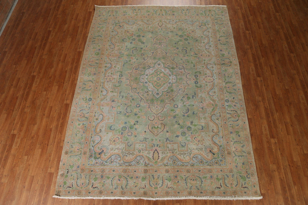 Distressed Over-Dyed Tabriz Persian Area Rug 8x11