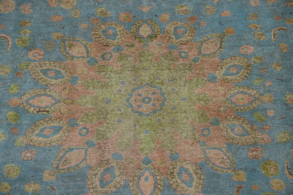 Over-Dyed Blue Tabriz Persian Area Rug 9x11