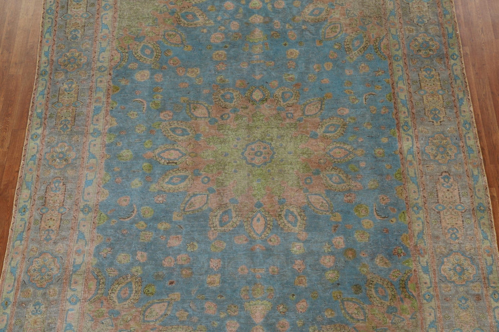 Over-Dyed Blue Tabriz Persian Area Rug 9x11