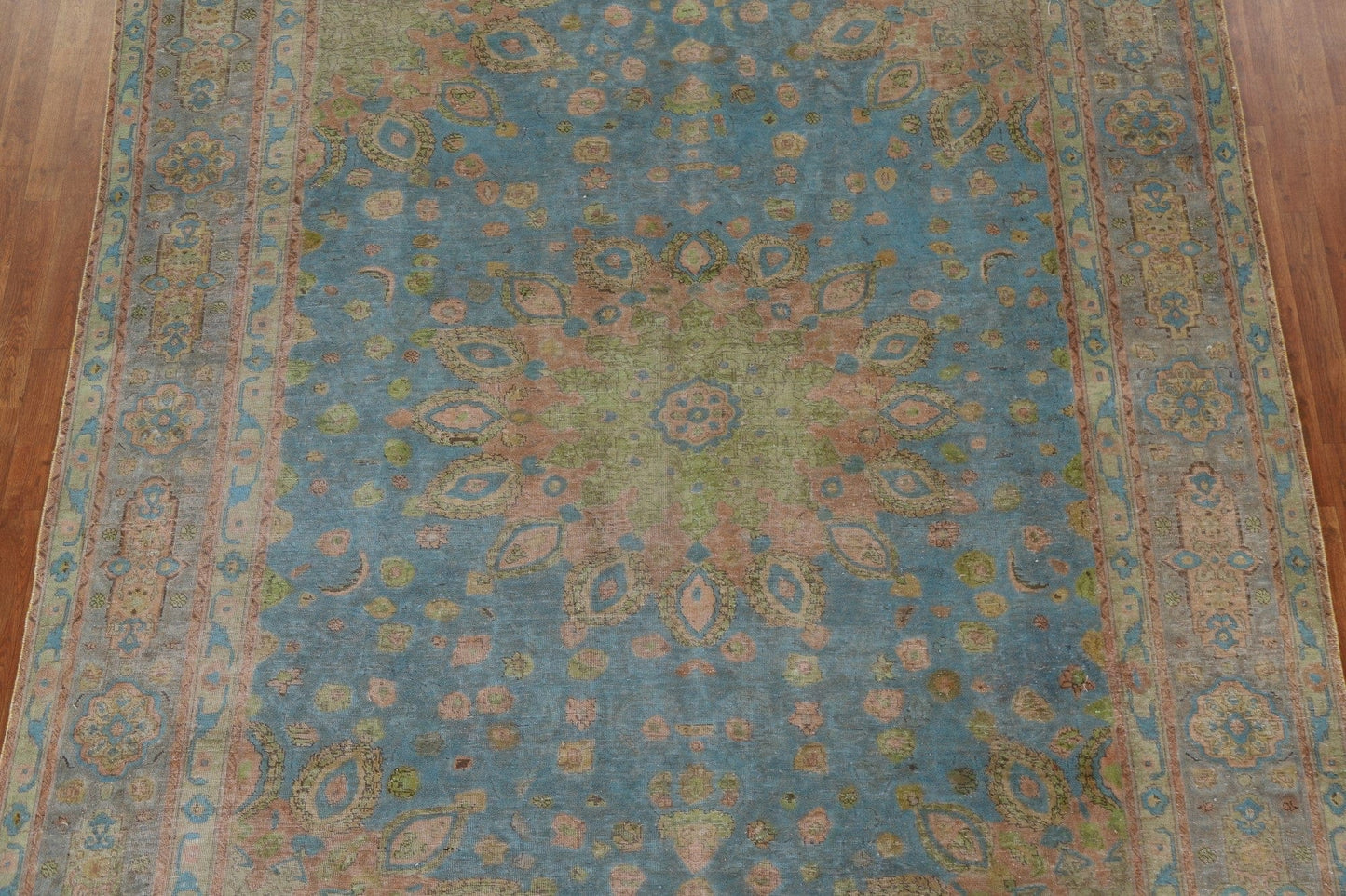 Over-Dyed Blue Tabriz Persian Area Rug 9x11